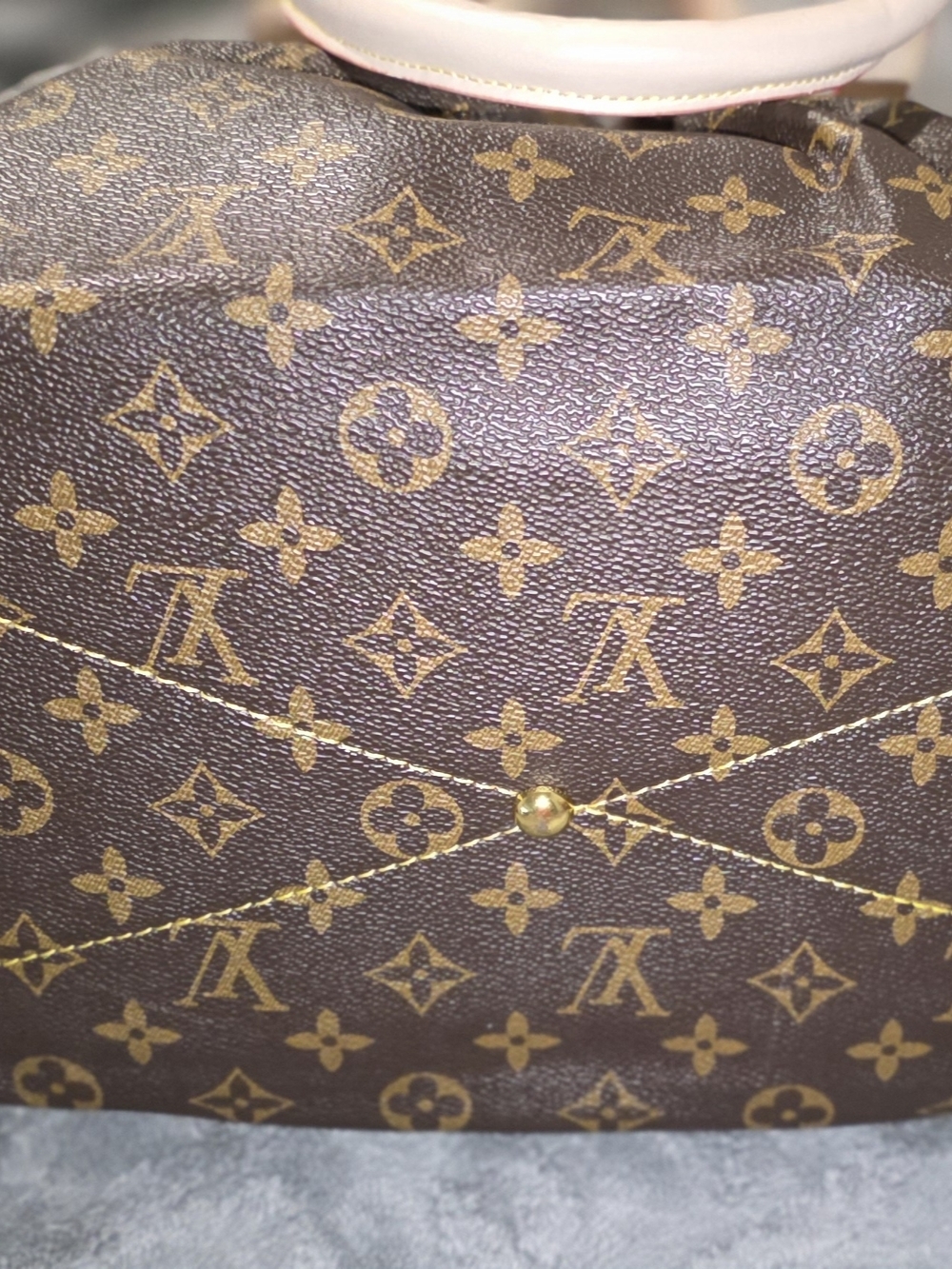 Louis Vuitton Brown Monogram Canvas Tote with Pink Trim - Picture 4 of 6